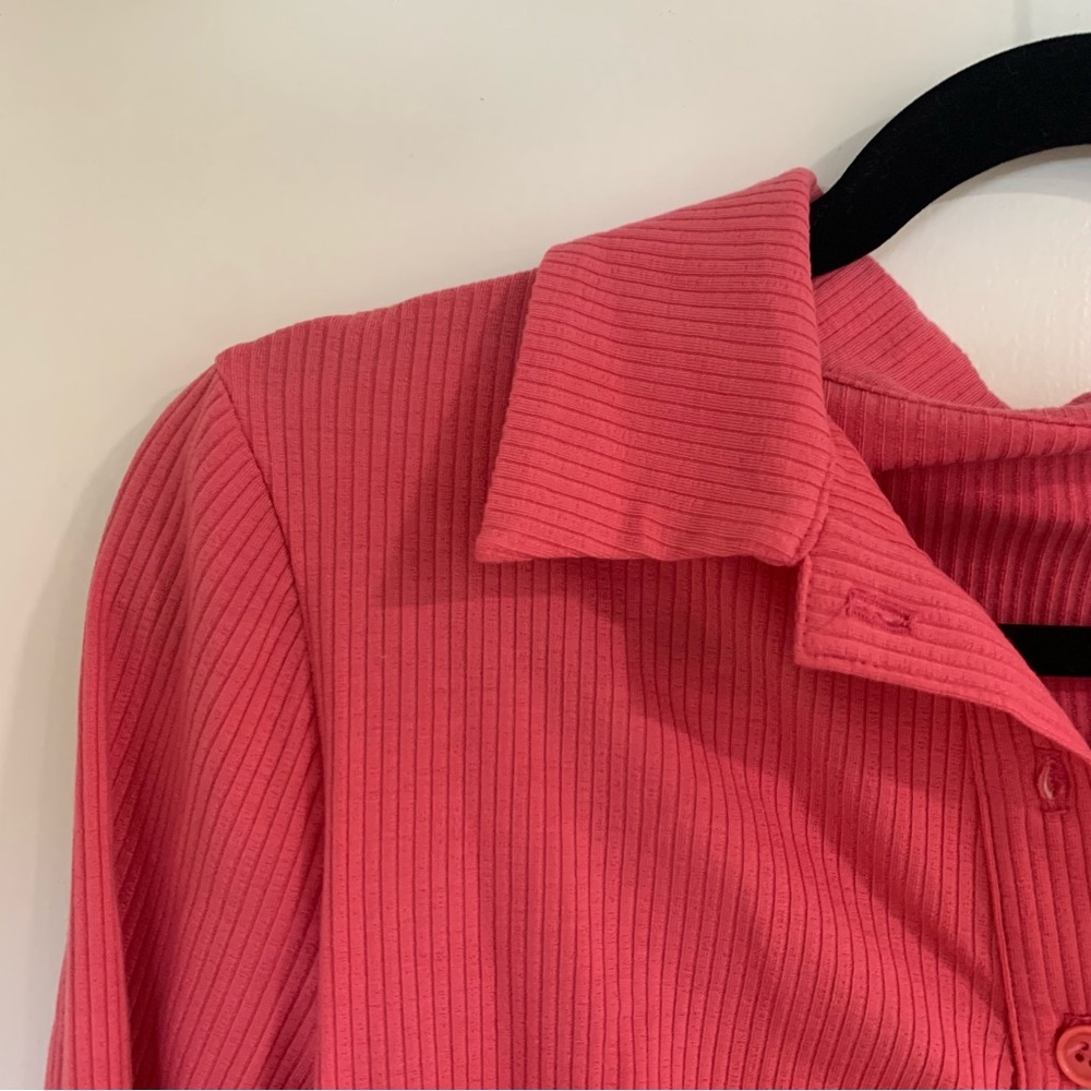 Reformation NWT Elin Knit Top Cropped Ribbed Pink Y2K Size XL - Picture 3 of 12